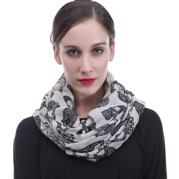 Lina & Lily Halloween Sugar Skull Print Scarf