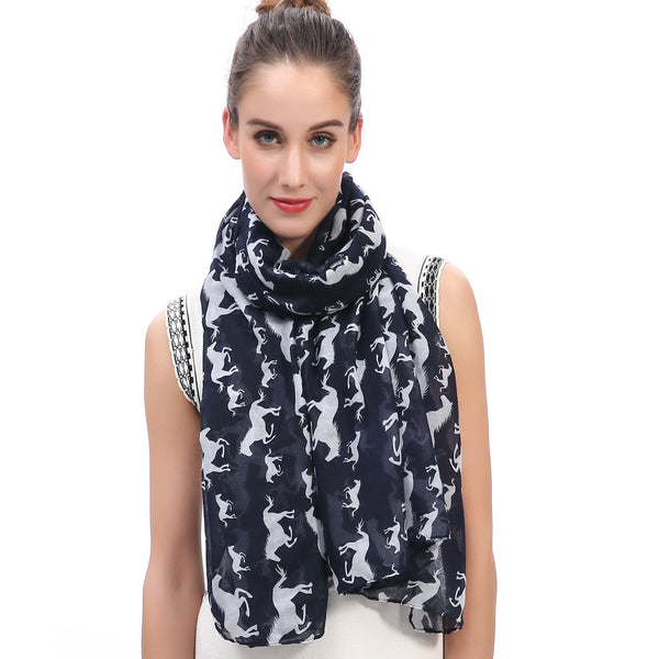 Lina & Lily Horse Print Scarf Lightweight