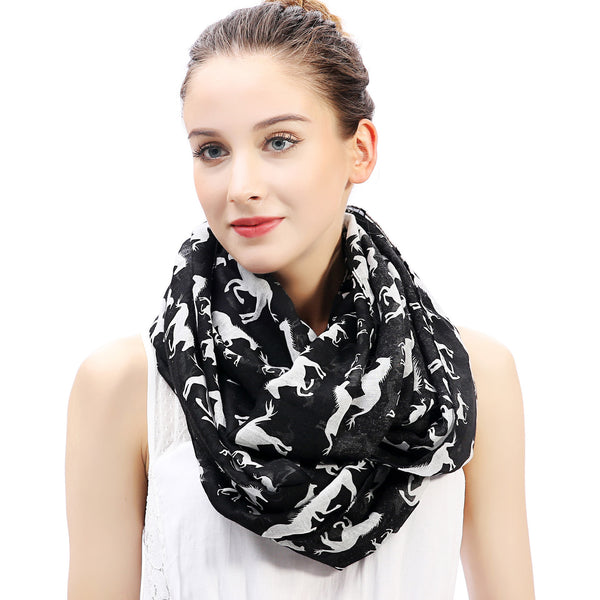 Lina & Lily Horse Print Scarf Lightweight