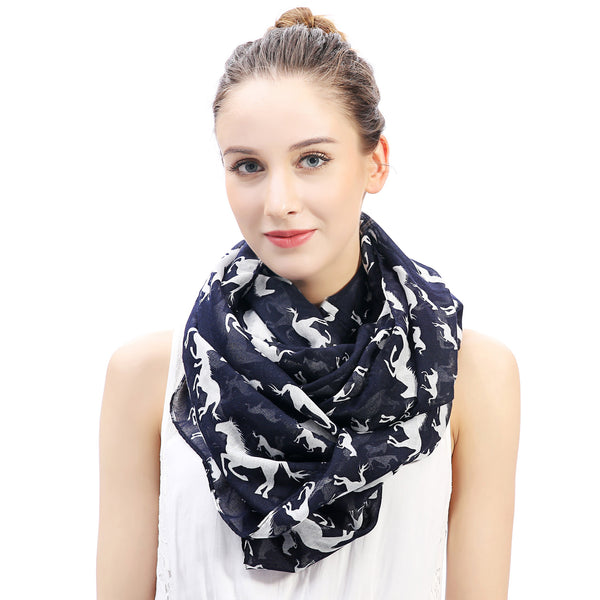Lina & Lily Horse Print Scarf Lightweight