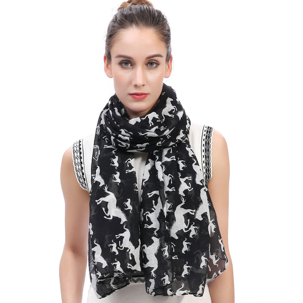lina & lily Horse Print Scarf Lightweight