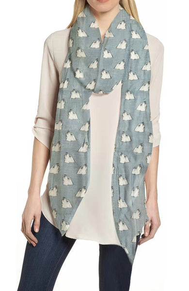 Lina & Lily Maltese Dog Print Scarf Lightweight