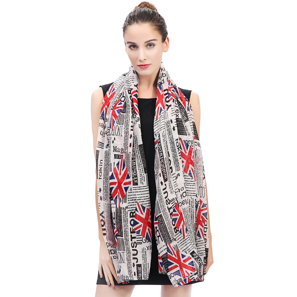 lina & lily Newspaper Union Jack Print Scarf