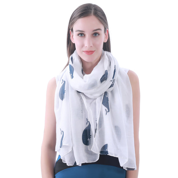 Lina & Lily Ocean Whale Print Scarf