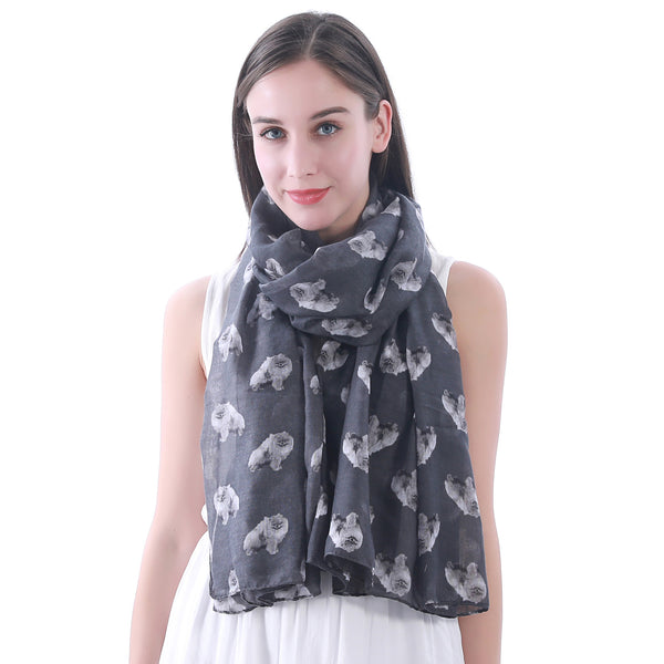 lina & lily Pomeranian Dog Print Scarf Lightweight
