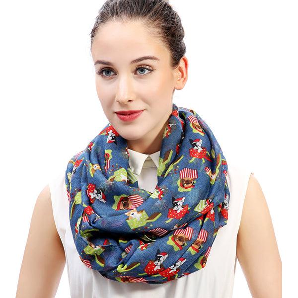 Lina & Lily Puppy Dog Print Scarf Lightweight
