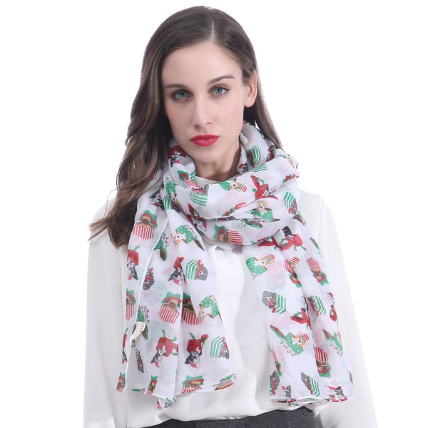 lina & lily Puppy Dog Print Scarf Lightweight