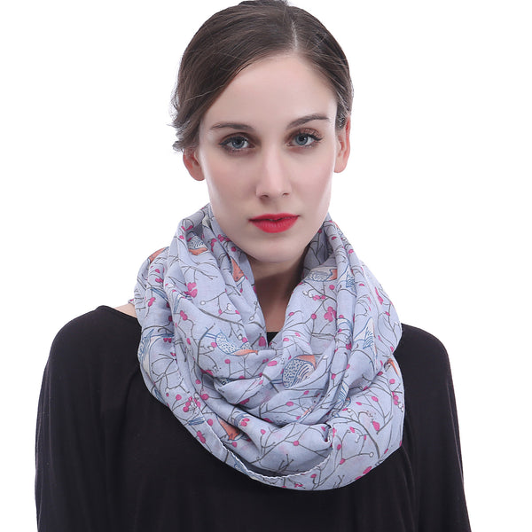 Lina & Lily Robin Bird Print Scarf Lightweight