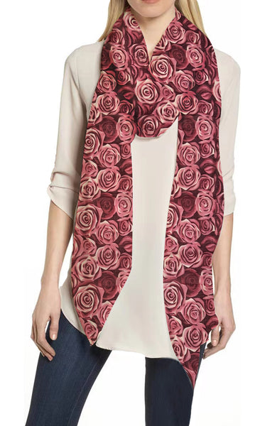 lina & lily Rose Floral Print Scarf Lightweight