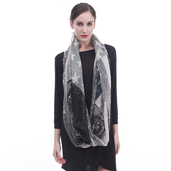Lina & Lily Skull And Flag Print Scarf