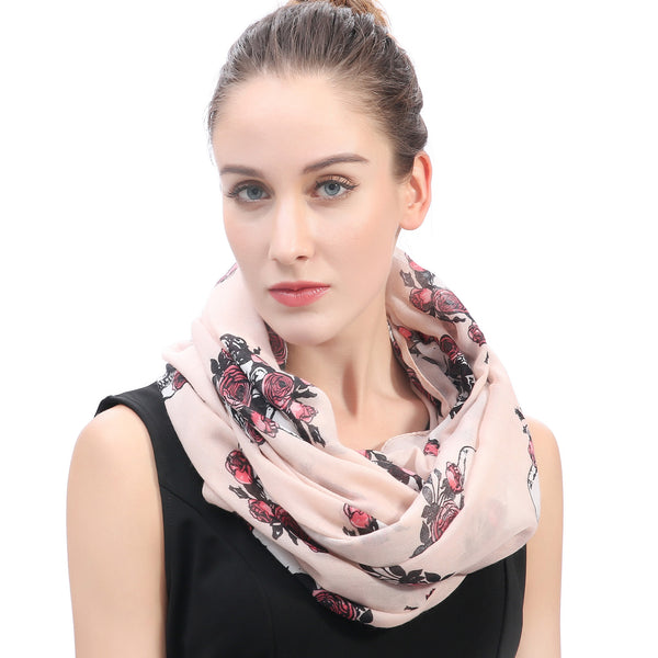 Lina & Lily Skull And Rose Print Scarf
