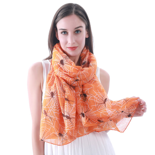 Lina & Lily Spider And Web Print Scarf