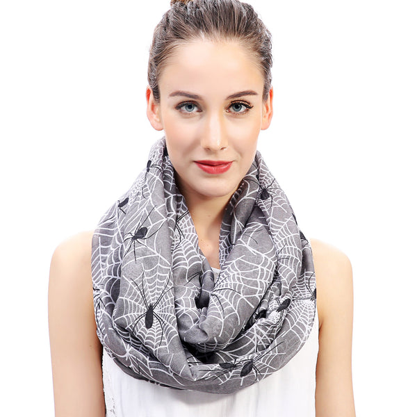 Lina & Lily Spider And Web Print Scarf