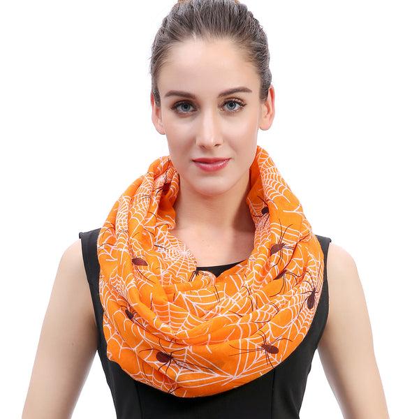 Lina & Lily Spider And Web Print Scarf