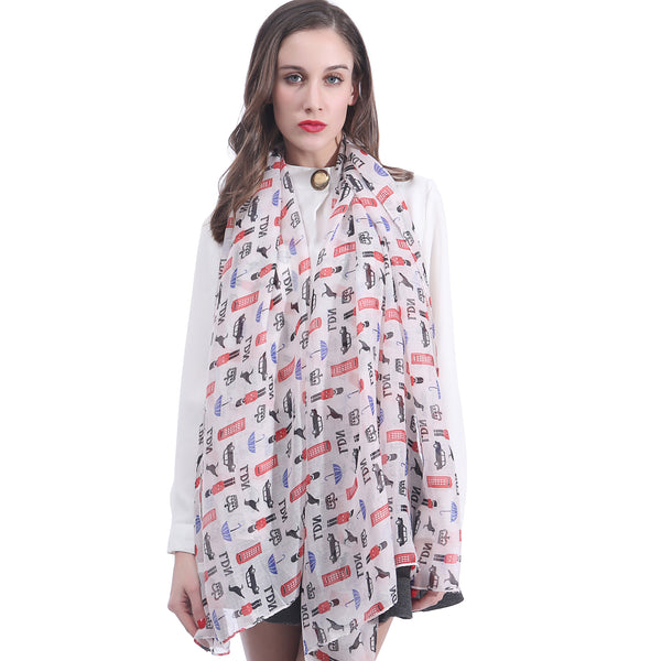 Lina & Lily UK London City Souvenir Print Scarf