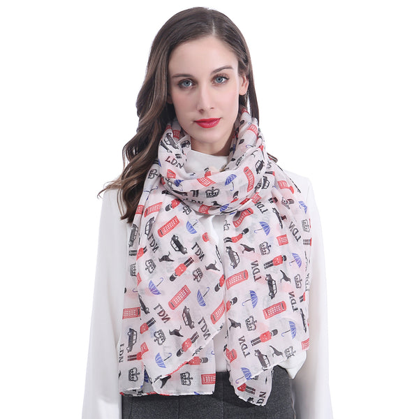lina & lily UK London City Souvenir Print Scarf