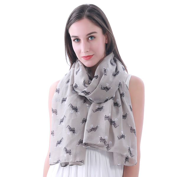 Lina & Lily Miniature Schnauzer Dog Print Scarf Lightweight