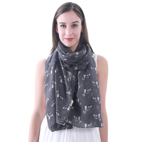 lina & lily Miniature Schnauzer Dog Print Scarf Lightweight