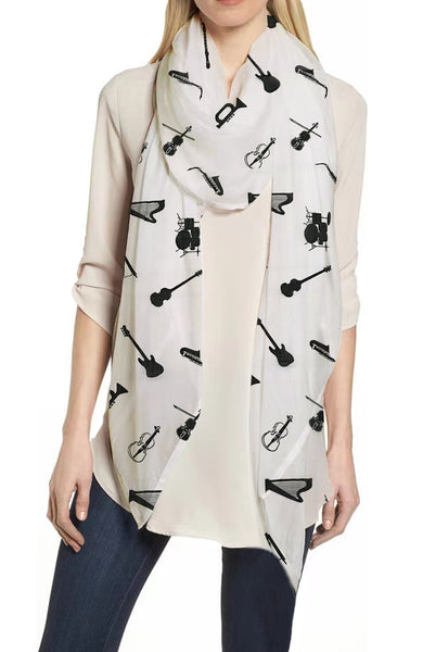 lina & lily Musical Instruments Print Women's Scarf Lightweight for All Seasons