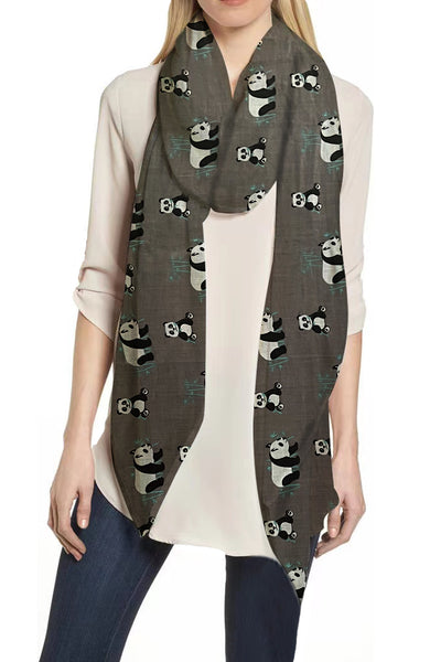 Lina & Lily Panda Print Women's Scarf Lightweight For All Seasons