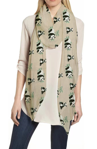 lina & lily Panda Print Women's Scarf Lightweight for All Seasons