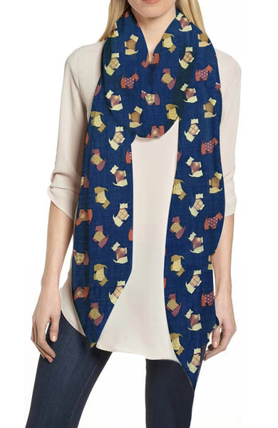 lina & lily Scottish Terrier Dog Print Scarf Lightweight