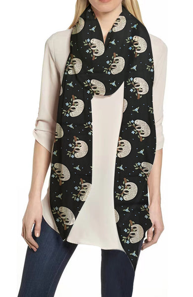 Lina & Lily Sloth Print Women's Scarf Lightweight For All Seasons