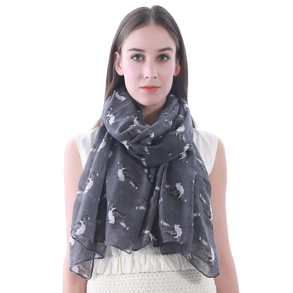 lina & lily Springer Spaniel Dog Print Scarf Lightweight