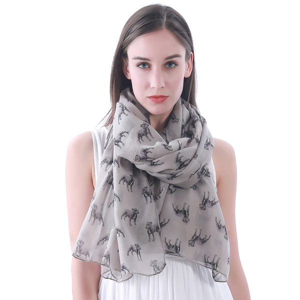 Lina & Lily Staffordshire Bull Terrier Dog Print Scarf Lightweight