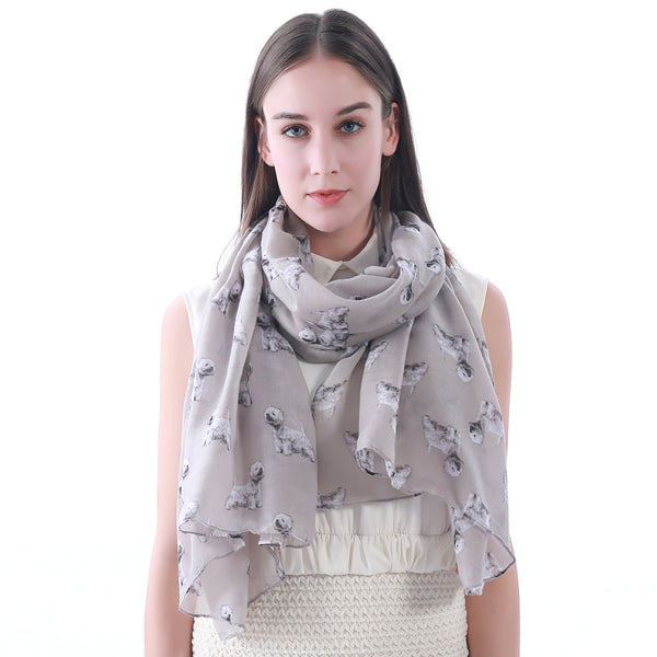 Lina & Lily West Highland White Terrier Dog Print Scarf Lightweight