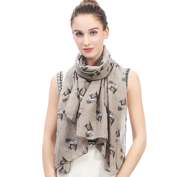 lina & lily Yorkshire Terrier Dog Print Scarf Lightweight