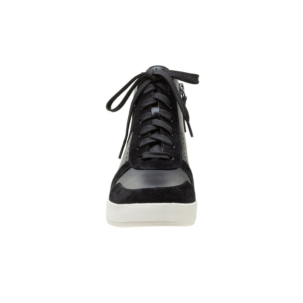 Linea Paolo ANDRES | Lace Up Wedge Sneakers Black Leather/Kid Suede