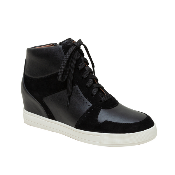 linea paolo ANDRES | Lace Up Wedge Sneakers Black Leather/Kid Suede