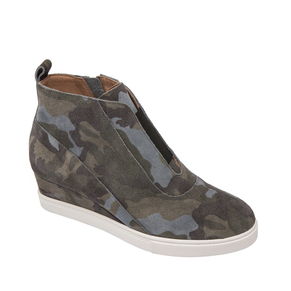 linea paolo ANNA | Original Low Wedge Sneakers Camo Split Suede