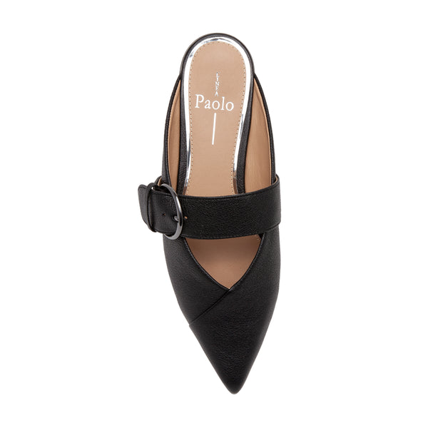 Linea Paolo ATHEA | Tailored Buckle Mules Black Tumbled Leather