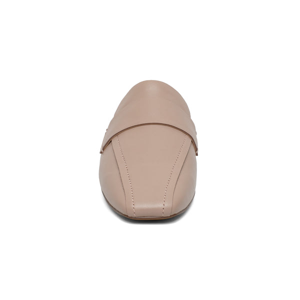 Linea Paolo ATLAS | Slip-On Square Toe Keeper Mules Nude Tumbled Leather