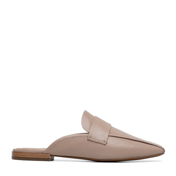 Linea Paolo ATLAS | Slip-On Square Toe Keeper Mules Nude Tumbled Leather