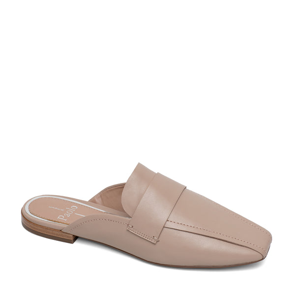 linea paolo ATLAS | Slip-On Square Toe Keeper Mules Nude Tumbled Leather linea paolo ATLAS | Slip-On Square Toe Keeper Mules Nude Tumbled Leather
