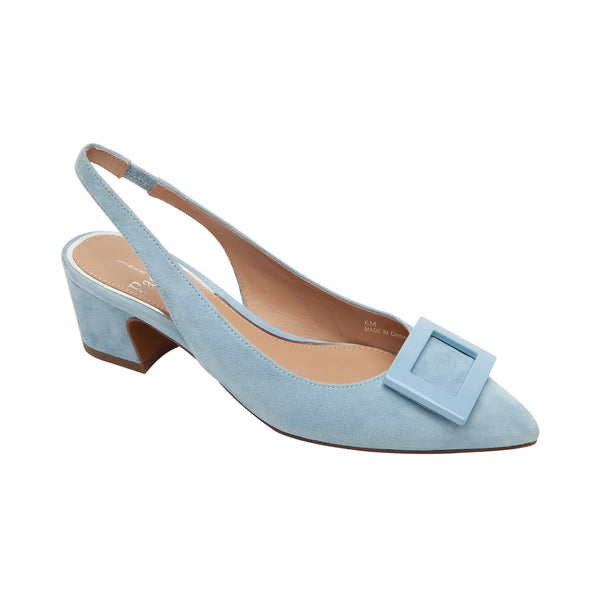linea paolo BAIZE | Cuban Heel Slingbacks Powder Blue Suede
