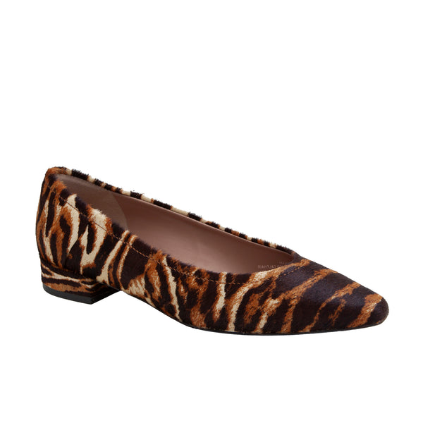 linea paolo BECKY | Low Block Heel Pumps Brown Liger Print Haircalf