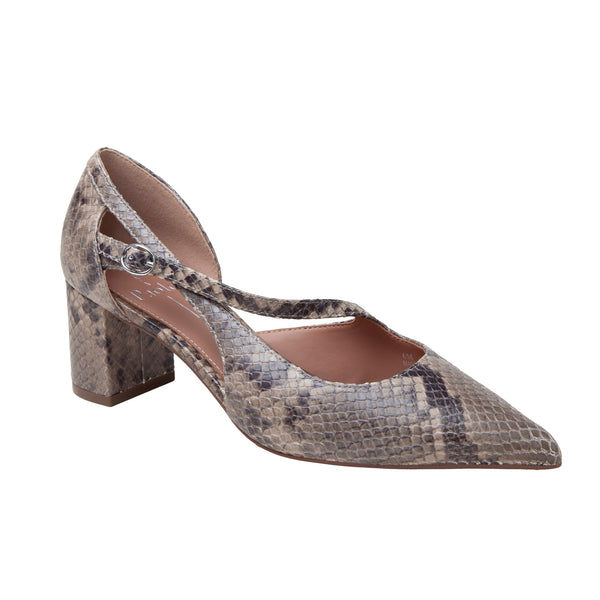 linea paolo BIONDY | Mid-Height Block Heel Pumps Putty Snake Print Leather