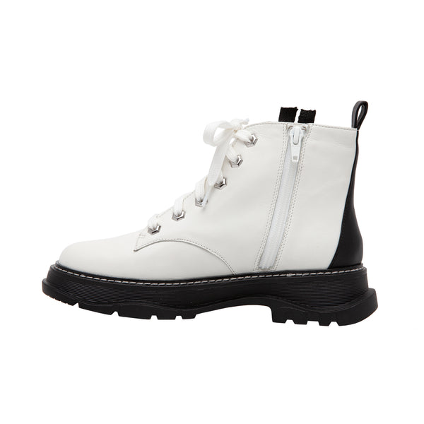 Linea Paolo BOLTON | Lug Sole Zipper Boot White/Black Nappa