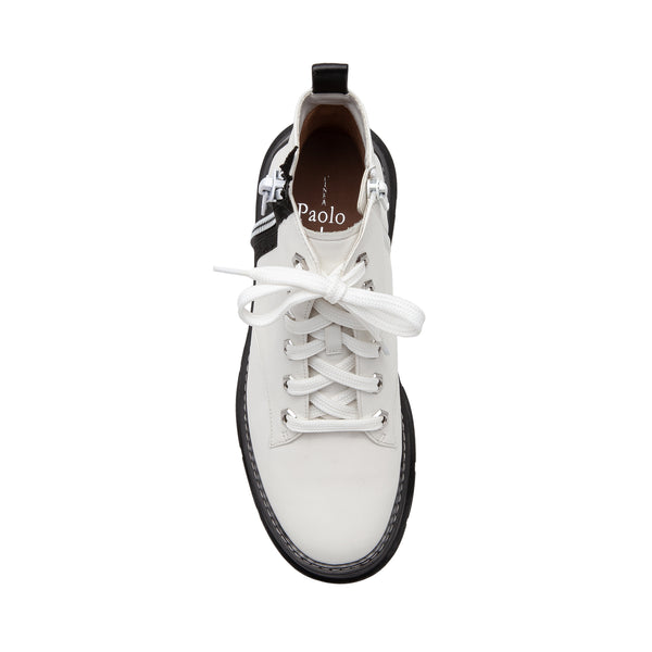 Linea Paolo BOLTON | Lug Sole Zipper Boot White/Black Nappa