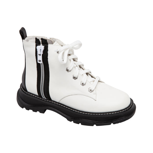 linea paolo BOLTON | Lug Sole Zipper Boot White/Black Nappa