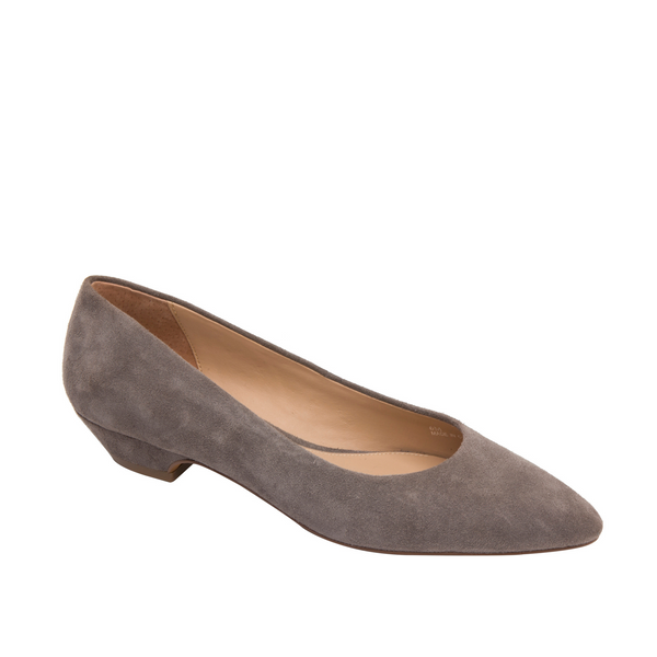 linea paolo BRIDGET | Low Heel Pointy Toe Pump Stone Suede