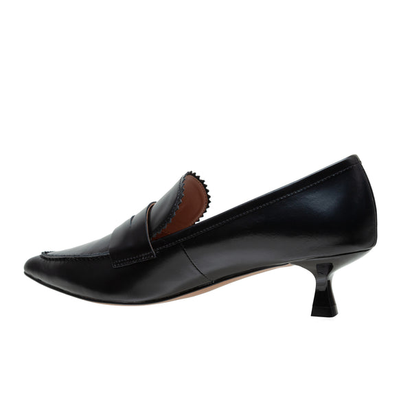 Linea Paolo CALLISTO | Kitten Heel Loafer Pumps Black/Burgundy Leather