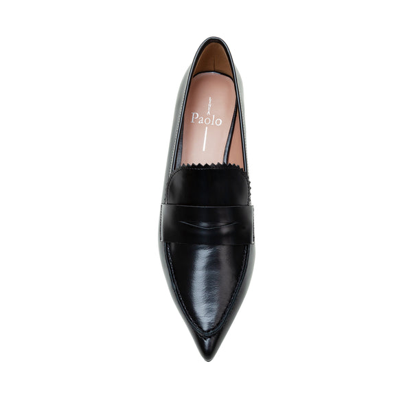 Linea Paolo CALLISTO | Kitten Heel Loafer Pumps Black/Burgundy Leather