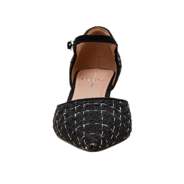 Linea Paolo CAREY | Two-Piece Kitten Heel Pumps Black/White Plaid Fabric