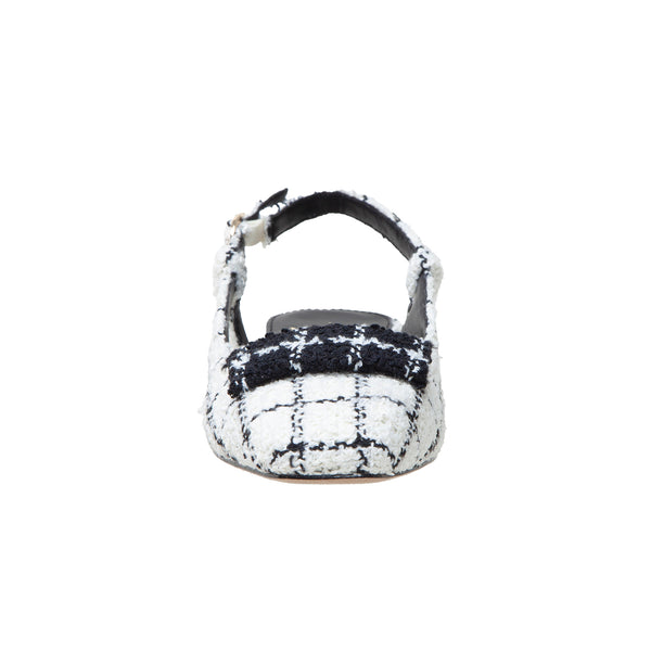 Linea Paolo CARIS | Low Block Heel Posted Slingback Ivory/Black Textile