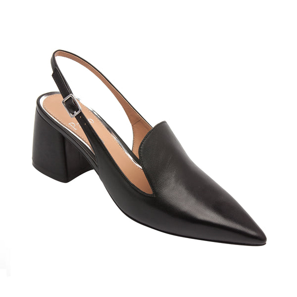 linea paolo CARLY | Pointy Toe Block Heel Black Nappa